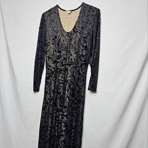 ZOE California velour sheer long sleeve maxi cocktail holiday dress black sz M